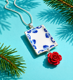 Load image into Gallery viewer, Collar de plata con rosa y miniatura de cerámica