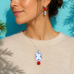 Load image into Gallery viewer, Collar de plata con rosa y miniatura de cerámica