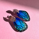 Load image into Gallery viewer, Aros Alita Mariposa Morpho con Pieza de Plata
