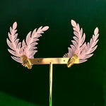 Load image into Gallery viewer, Aros Clip Plumas Florales Dobles Rosados. Años 60