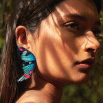 Load image into Gallery viewer, Green Periander Illustration Half Butterfly Earrings with Pin