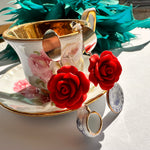 Load image into Gallery viewer, Aros Hojas  de plata,Rosas y tazas