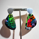 Load image into Gallery viewer, Aros Alas Mariposa Atardecer de Madagascar con Uñeta de Plata