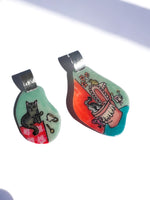 Load image into Gallery viewer, Aros Gatos Tazas Colgantes en Plata