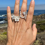 Load image into Gallery viewer, Stackable and adjustable Cherry Blossom Silver Ring