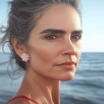 Load image into Gallery viewer, Lichen Coral Silver Hoops