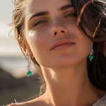 Load image into Gallery viewer, Silver fern earrings with cuff and chain