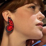 Load image into Gallery viewer, Hoops Illustration Half Monarch Butterfly M with pin