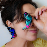 Load image into Gallery viewer, Green Periander Illustration Half Butterfly Earrings with Pin