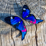 Load image into Gallery viewer, Blue Periander Illustration Half Butterfly Hoops with Pin