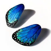 Aros Ilustración Ala Grande Mariposa Morpho con palito plata