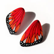 Aros Ilustración Ala Grande Mariposa Monarca con palito plata