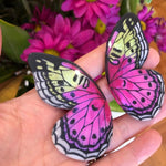 Load image into Gallery viewer, Hoops Illustration Half Butterfly XL Fuchsia and Green with Pin