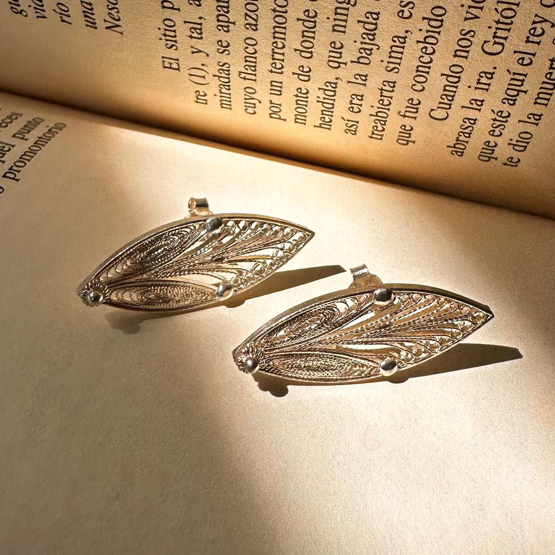 Aros hoja filigrana plata. Lo vi lo amé lo traje Colombia