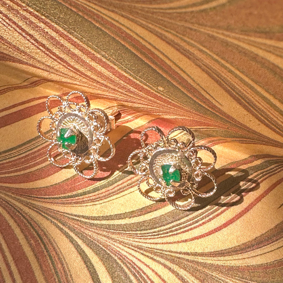 Aros esmeraldas y encaje filigrana de plata 3. Lo vi lo amé lo traje Colombia