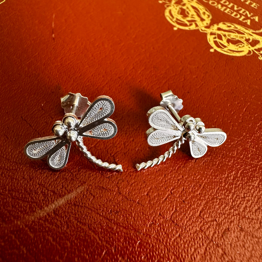 Aros Libélula filigrana plata. Lo vi lo amé lo traje Colombia