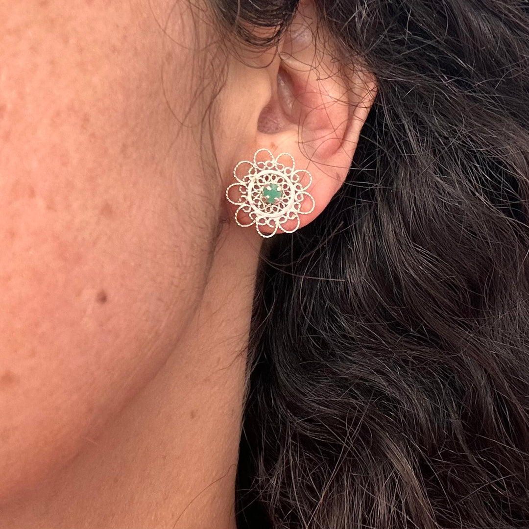 Aros esmeraldas y filigrana de plata 1. Lo vi lo amé lo traje Colombia