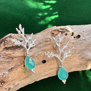 Aros hoja de pino con calcedonia