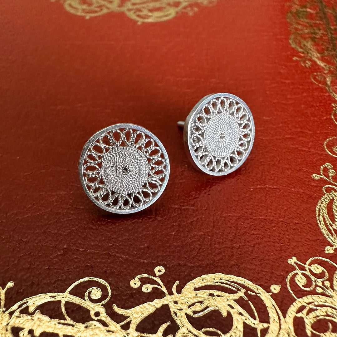 Aros círculo filigrana plata 1cm. Lo vi lo amé lo traje Colombia