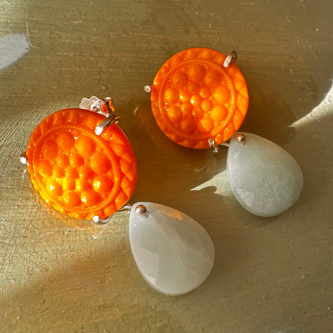 Aros Ensamblaje 108. Botones años 40 y amazonitas