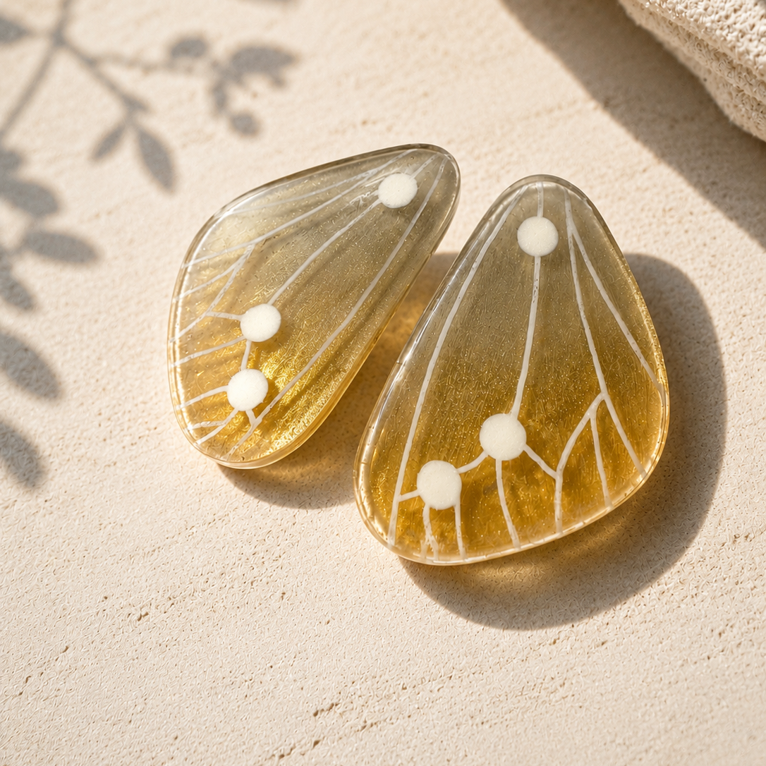 Aros Ala Mariposa Dorada Translucida