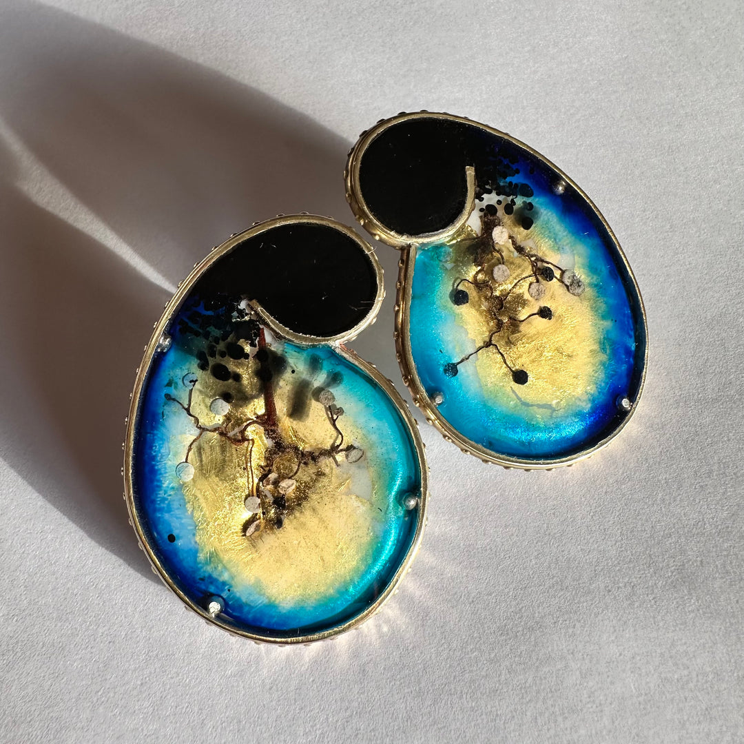 Aros Caracola Azul. Colección Pacífica