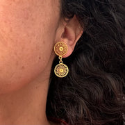 Aro 2 círculos filigrana plata baño oro 2. Lo vi lo amé lo traje Colombia