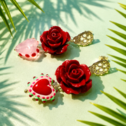 Aros Rosas, Calaveras Plata 925 y Corazones. 5cm