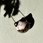 Collar Gato de la Fortuna Negro y Plata