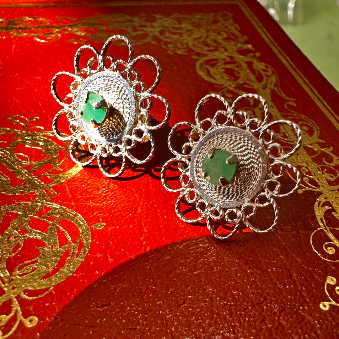 Aros esmeraldas y filigrana de plata 2. Lo vi lo amé lo traje Colombia