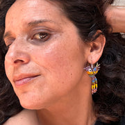 Aros Colibrí Mostacillas Lilas y plata. Lo vi lo amé lo traje Colombia