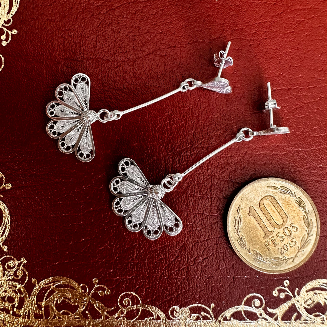 Aros abanicos largos filigrana plata. Lo vi lo amé lo traje Colombia