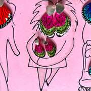 Aros Alita Mariposa Fucsia con Pieza de Plata