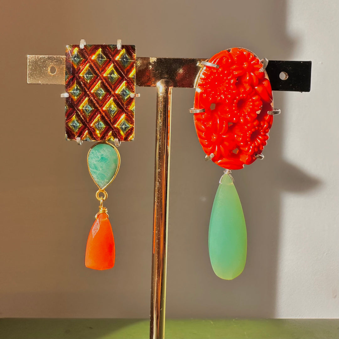 Aros Ensamblaje 104. Art Deco Iridiscente. Pieza única