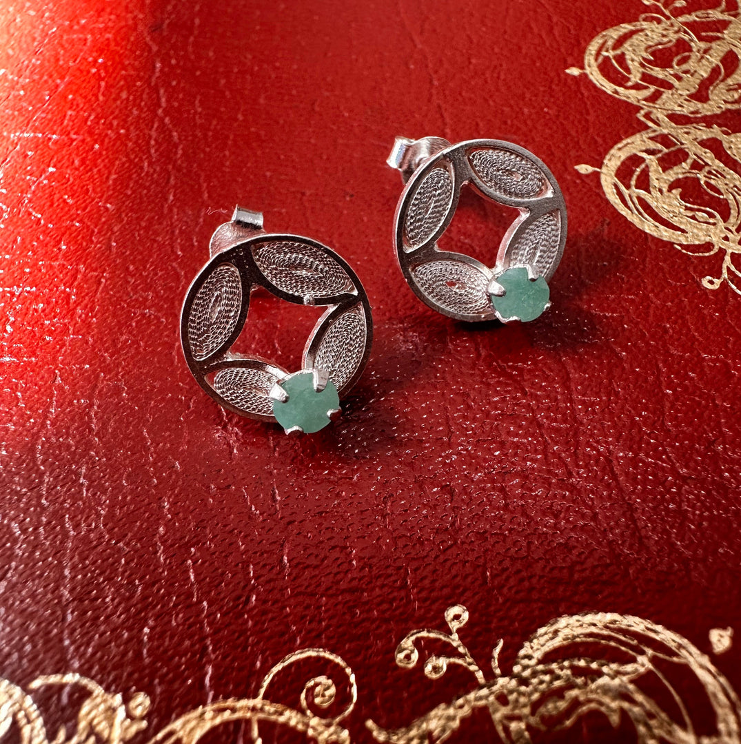 Aros esmeraldas y filigrana de plata 4. Lo vi lo amé lo traje Colombia