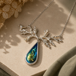 Load image into Gallery viewer, Collar Hoja de Pino y Paisaje de plata. Unico
