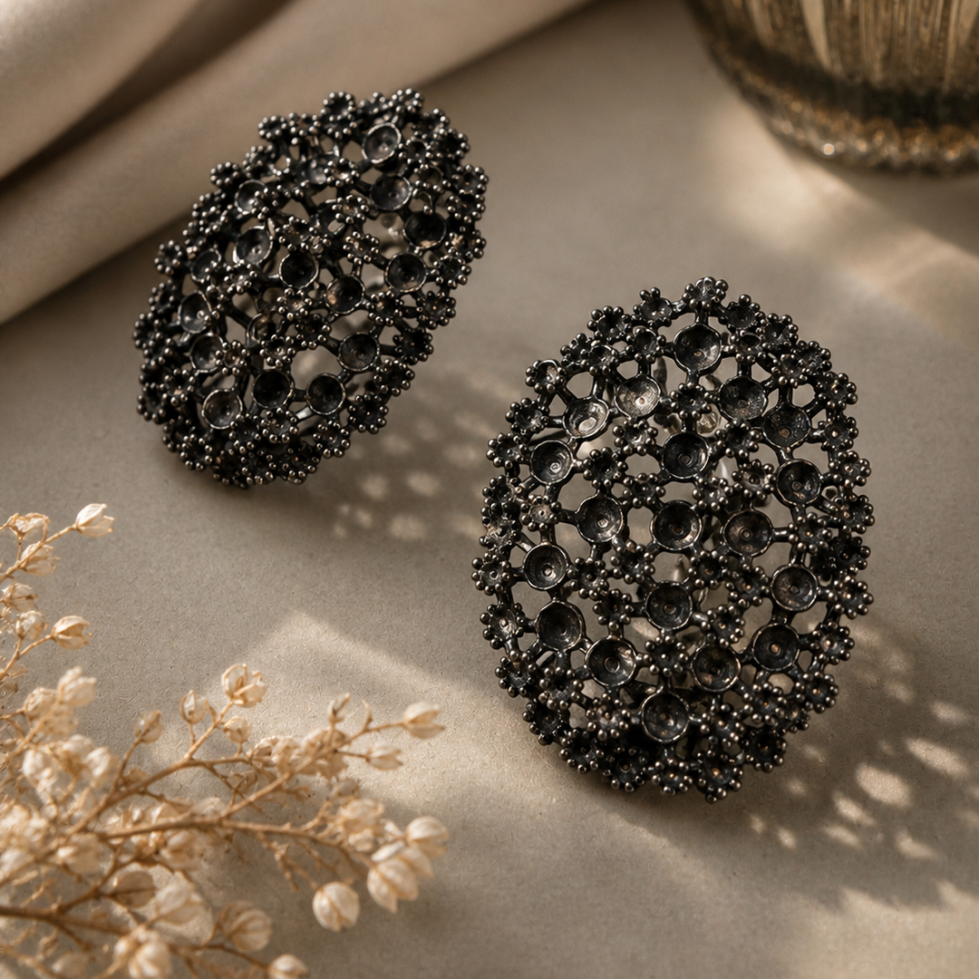 Lichen Coral Silver Hoops