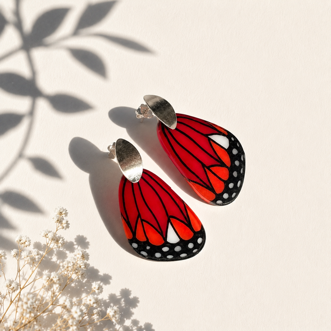 Aros Alita Mariposa Monarca con Pieza de Plata