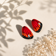 Aros Ilustración Alita Mariposa Monarca con palito plata