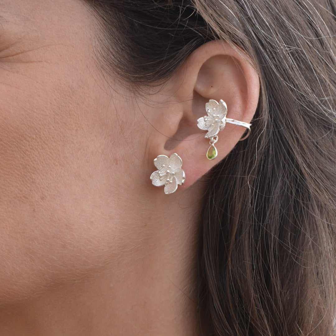 Silver Cherry Blossom Earrings