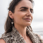 Botanical Earrings Twig in Flower Silver