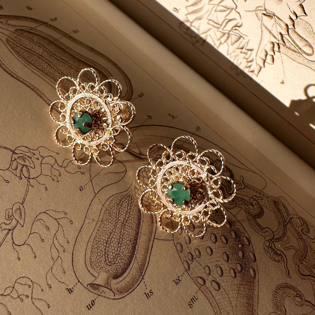 Aros esmeraldas y filigrana de plata 1. Lo vi lo amé lo traje Colombia