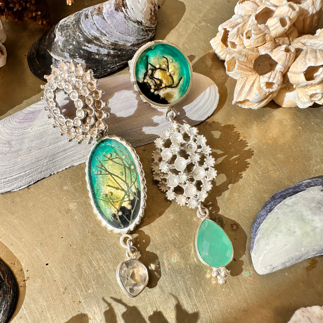 Aros  Ensamblaje Marino Turquesa. Pieza única