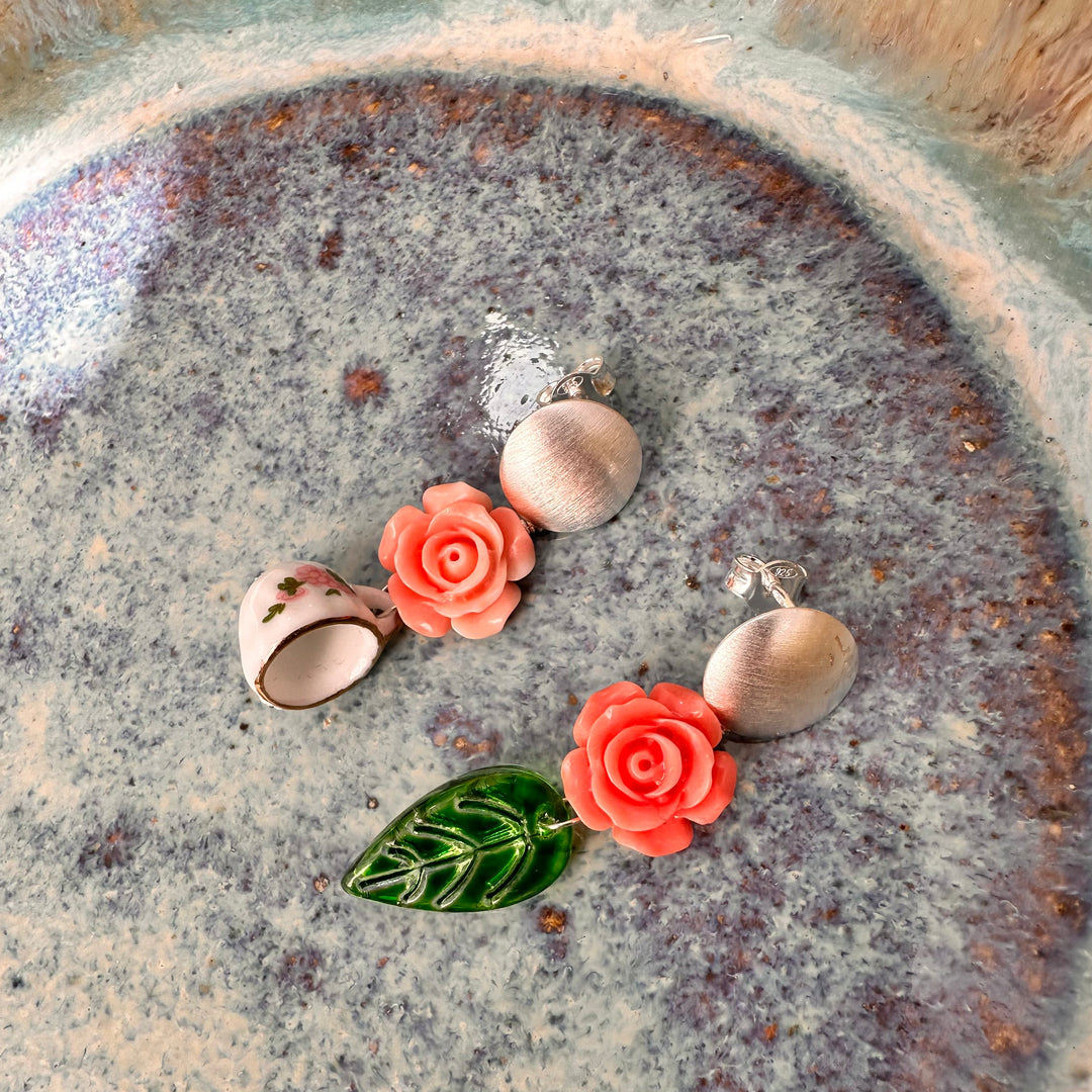 Aros Tutti Frutti Rositas y tazas con Semi esfera de Plata