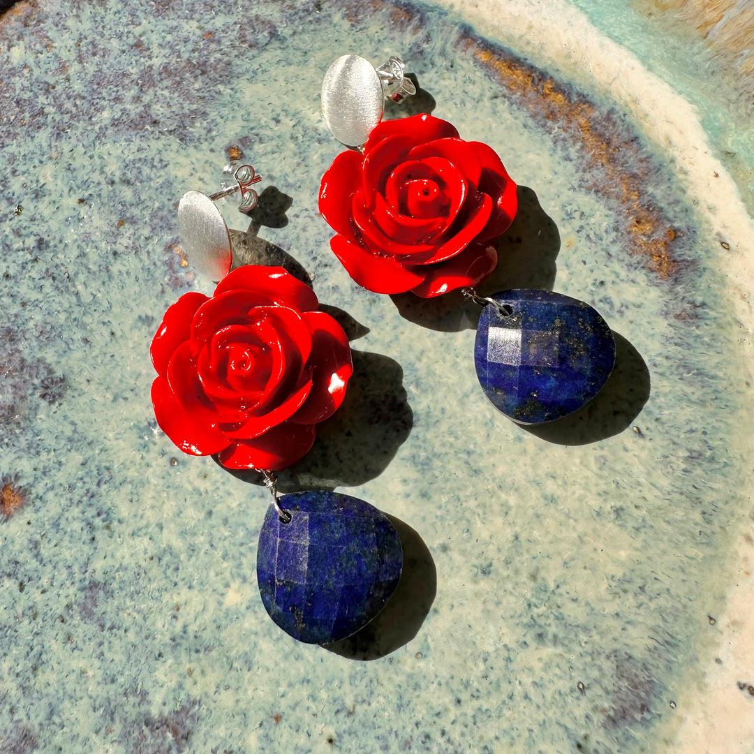 Aros Rosa Tutti Frutti Lapislázuli Facetado