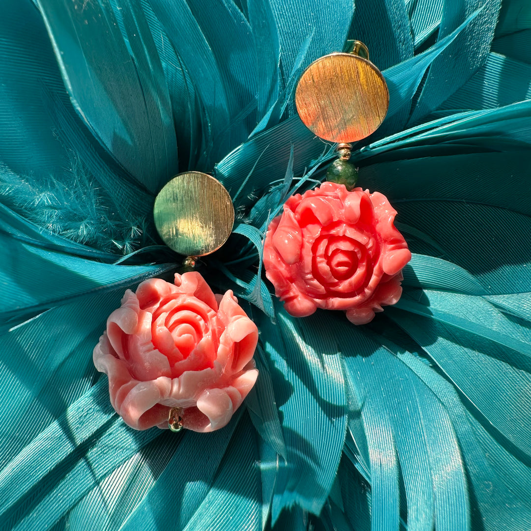 Aros Rosa Coral Dorado
