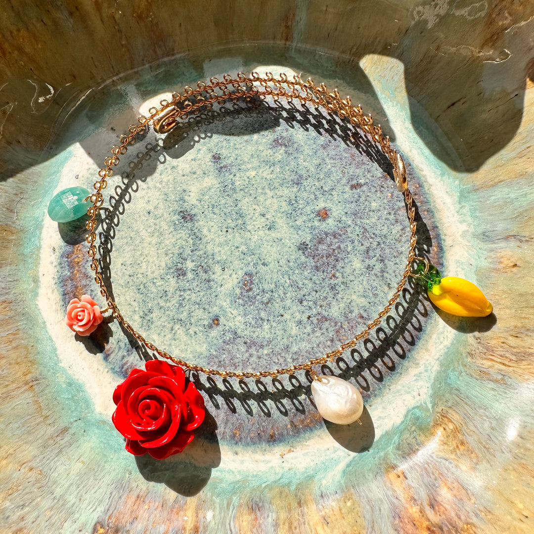 Collar Choker Tutti Frutti Dorado