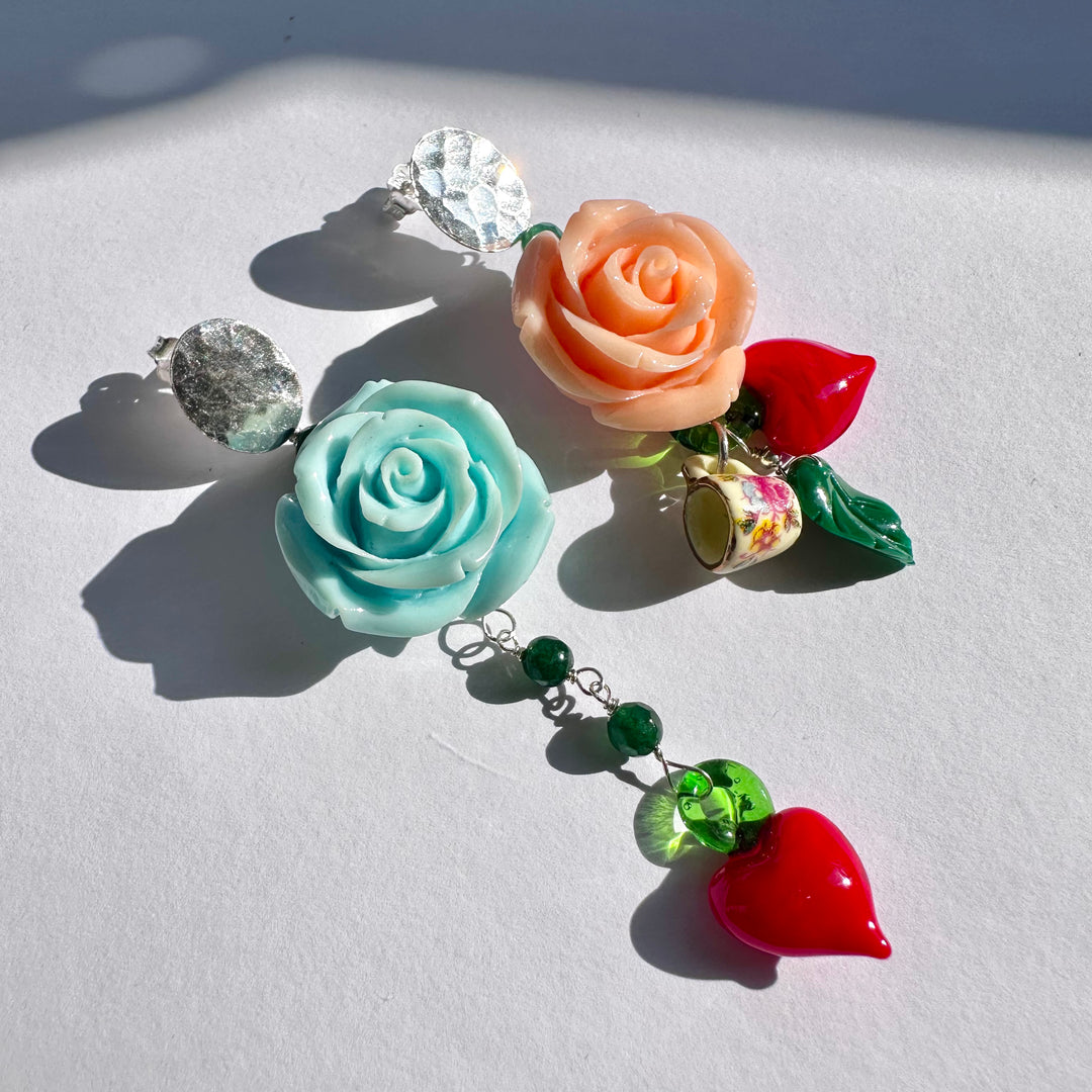 Aros Tutti Frutti ensamblaje rosas y corazones