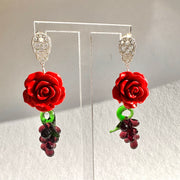 Aros Tutti Frutti con Rosa, uvas y Calacas de Plata