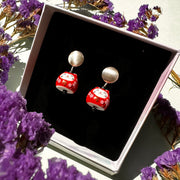 Aros Gato de la Fortuna Rojos y Plata